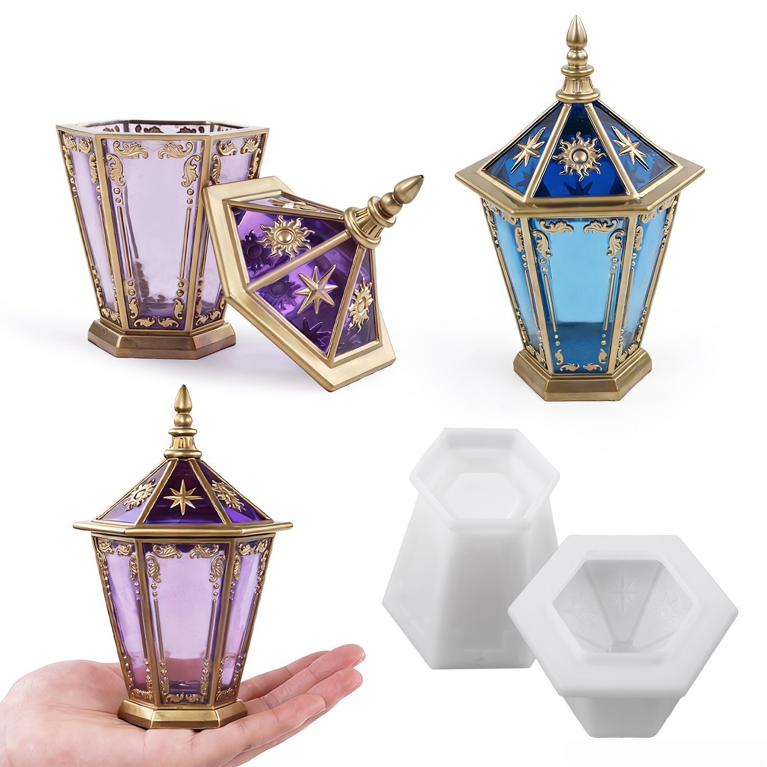 Star and Moon Hexagonal Bottle - Resin Art Case recension och pris